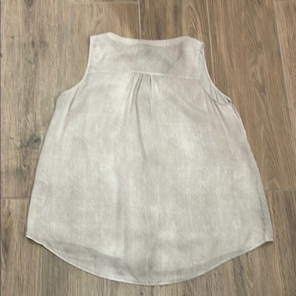 Eileen Fisher 100% Silk Sleeveless Button TankTop Hazy Printed Crepe Bone Blouse - Picture 10 of 11